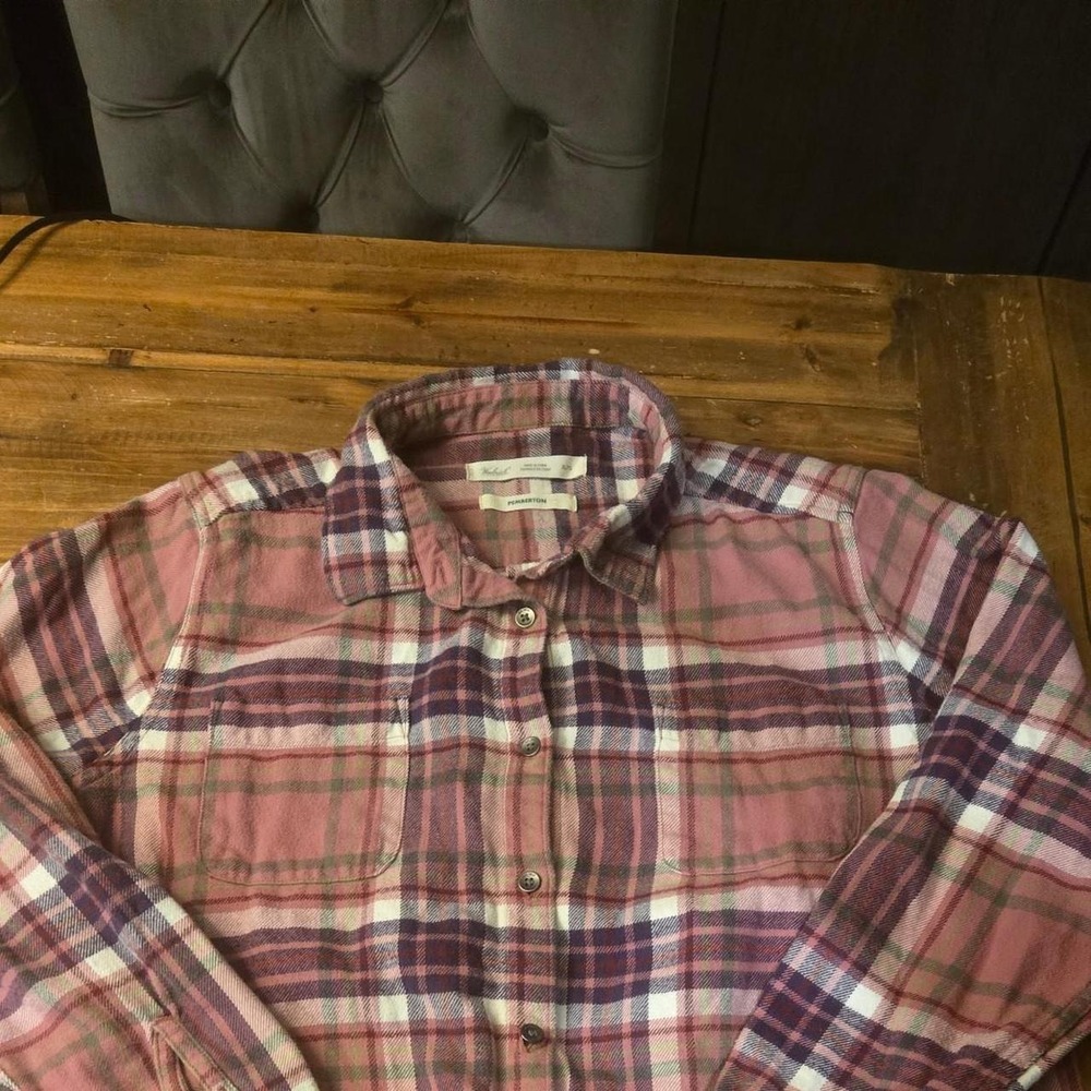 Woolrich Pemberton Flannel Shirt Womens XL Pink Purple Plaid  Down Long Slv